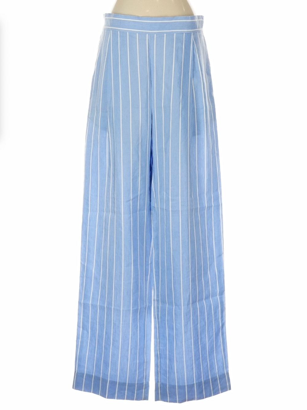 Vince Blue White Stripe Linen Blend Wide Leg Pants XS High Rise 32” Inseam
